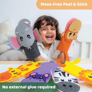 jackinthebox Hand Puppet Making Kit - 6 Safari Animals Felt Puppet Craft Kit for Kids, Creative DIY Arts & Crafts Kit Make Your Own Puppets, Storytelling Role Play, Great Craft Gifts for Kids Ages 4-8