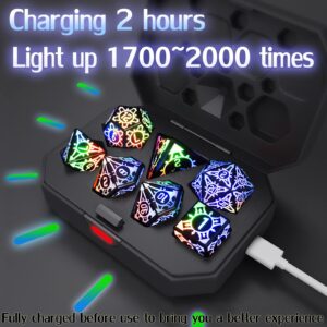 LOOKDNDS LED DND Dice Set, Light Up Dice with Charging Box, 7 PCS LED Electronic Dices, LOOKDNDS Dice Polyhedral Dice Sets for MTG Pathfinder Role Playing Game (Sword Dice)