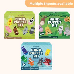 jackinthebox Hand Puppet Making Kit - 6 Safari Animals Felt Puppet Craft Kit for Kids, Creative DIY Arts & Crafts Kit Make Your Own Puppets, Storytelling Role Play, Great Craft Gifts for Kids Ages 4-8