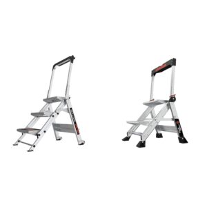 Little Giant Ladders Safety Step 3-Step Aluminum Step Stool (10310BA) and Little Giant Ladders Jumbo Step 2-Step Aluminum Step Stool (11902), Silver