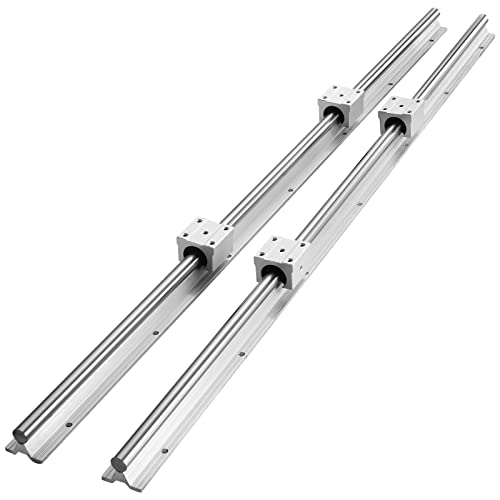 VEVOR Linear Rail Slide SBR20-800mm 2 PCS and 4 PCS SBR20UU Slide Blocks Linear Guide Rail and Bearings Kit for Automated Machines DIY Project CNC Router Machines