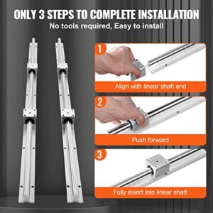 VEVOR Linear Rail Slide SBR20-800mm 2 PCS and 4 PCS SBR20UU Slide Blocks Linear Guide Rail and Bearings Kit for Automated Machines DIY Project CNC Router Machines