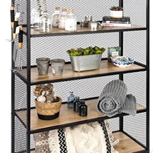 Displays2go Shelving Unit w/Five Shelves, 40" W x 60" H, Oak and Iron - Black (SMMMSHF)