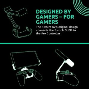 Fixture S2 Gaming Console Monitor and Controller Mount Compatible with Nintendo Switch OLED and Pro Controller, Adjustable Video Game Holder Stand Clip