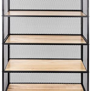 Displays2go Shelving Unit w/Five Shelves, 40" W x 60" H, Oak and Iron - Black (SMMMSHF)