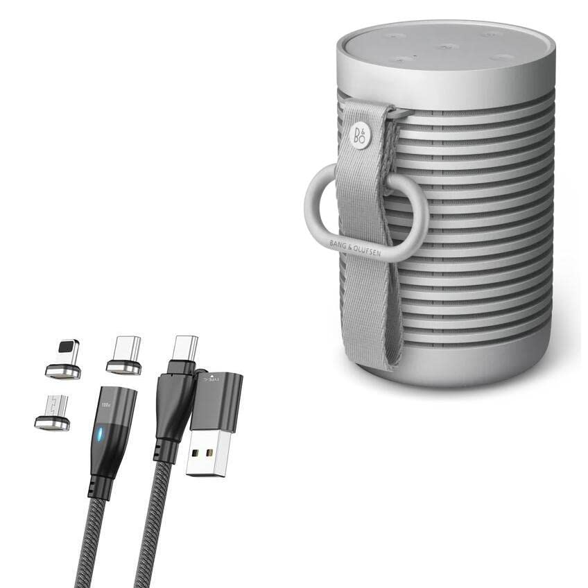 BoxWave Cable Compatible with Bang & Olufsen Beosound Explore - MagnetoSnap PD AllCharge Cable (100W), Magnet PD 100W Charging Cable USB Type-C Micro USB - Jet Black