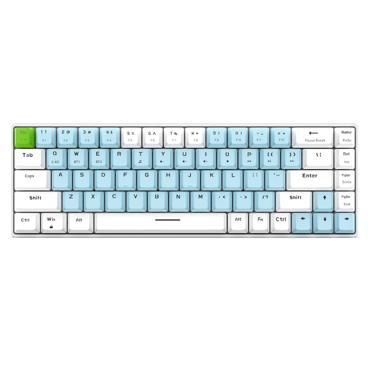 Merdia Dual Mode 2.4G/BT Wireless Mechanical Keyboard Blue Switch Gaming Keyboard 68 Keys White & Blue | Office Keyboard | PC Gaming Keyboards | Mechanical Gaming Keyboard