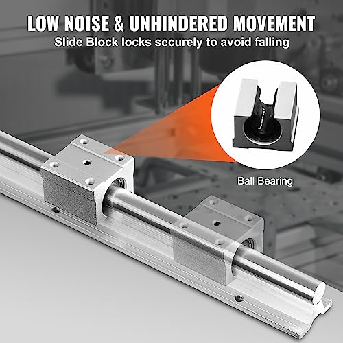 VEVOR Linear Rail Slide SBR20-800mm 2 PCS and 4 PCS SBR20UU Slide Blocks Linear Guide Rail and Bearings Kit for Automated Machines DIY Project CNC Router Machines