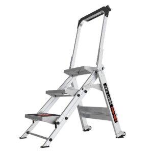 Little Giant Ladders Safety Step 3-Step Aluminum Step Stool (10310BA) and Little Giant Ladders Jumbo Step 2-Step Aluminum Step Stool (11902), Silver