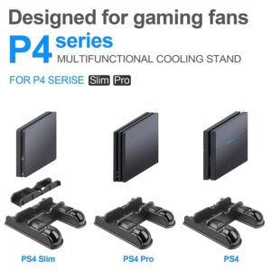 TREE.NB PS4 Stand Cooling Fan Station for Playstation 4/PS4 Slim/PS4 Pro Replacement, PS4 Vertical Stand with USB Fast Charging Station