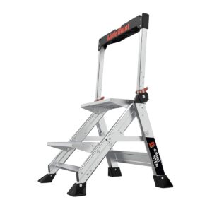 Little Giant Ladders Safety Step 3-Step Aluminum Step Stool (10310BA) and Little Giant Ladders Jumbo Step 2-Step Aluminum Step Stool (11902), Silver