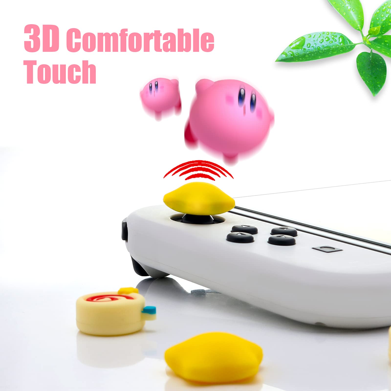 NANANINO Cute Silicone Joycon Thumb Grip Caps,Joystick Cover Compatible with Nintendo Switch,OLED,Switch Lite – Kirby/Ghost