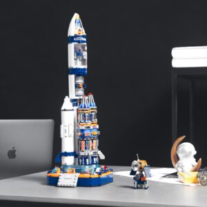 JOJO&Peach Space Exploration Rocket Building Toys, Collectible Display Model Set, Ideas Gift for Adults Boys Girls Age 8+（863 Pieces）