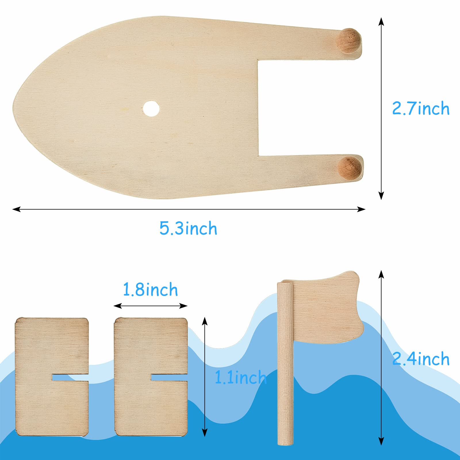 Deekin 48 Packs DIY Wood Sailboat Craft Wooden Boat Toy Rubber Band Paddle Model Boat Kits to Build and Paint for DIY Craft Gift Birthday Carnival Party, 5.51 x 2.76 Inch