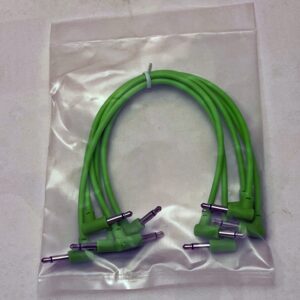 Starving Students Music Supplies Luigis Modular M-PAR Right Angled Eurorack Patch Cables - Package of 5 Green Cables, 8" (20 cm)