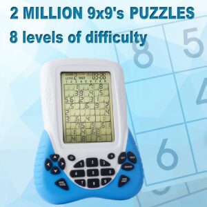 TEBIYOU Sudoku Electronic Brain Games Console for Kids Aldults Elderly with Two Million 9×9's Puzzles from Easy to Hard 3.5 Inches Eye Protection Screen (Blue)