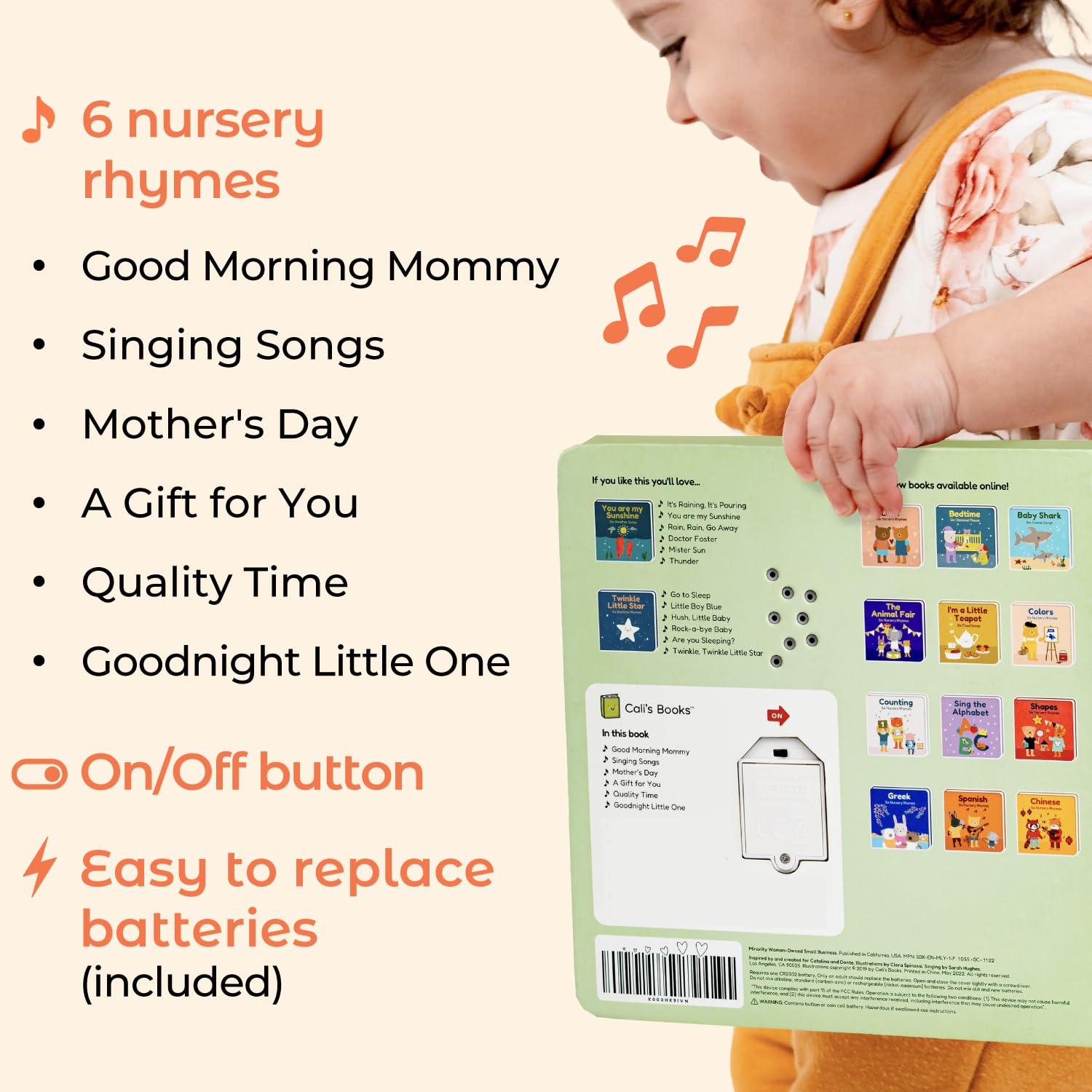 Cali's Books Mommy I Love You - Musical Book for Toddlers 1-3 with Nursery Rhymes to Celebrate Mom - Interactive Sound Book - Mommy and Me Gifts