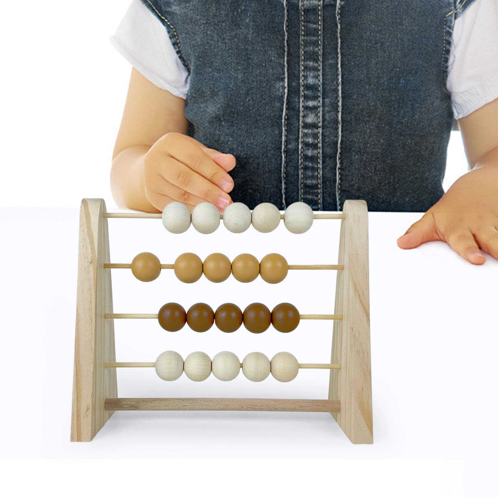 Menolana Montessori Wooden Abacus for Kids Math Multi Color Beads Math Learning for 3 4 5 Year Old, Yellow