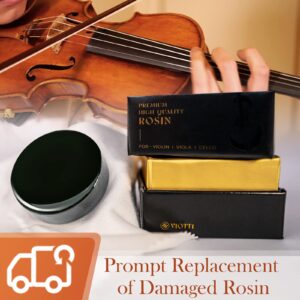 Viotti Dark Olive Rosin for Violin, Viola & Cello: Super-Smooth Rosin Engineered with Advanced Technology for Superior Grip with Low Dust, Shipped in Padded Protective Case to Prevent Cracking