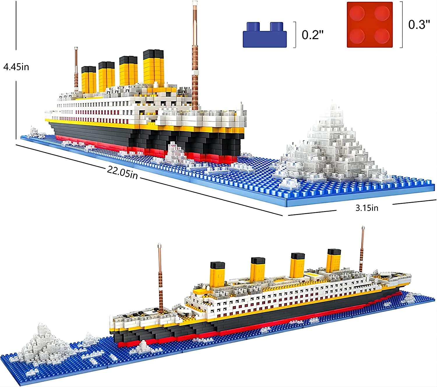 Snlywan 1706 PCS Titanic Toys Building Set with LED Strip, Model Blocks Kit, Micro Mini Light Up Toy,Titanic Gifts for Adults and Kids