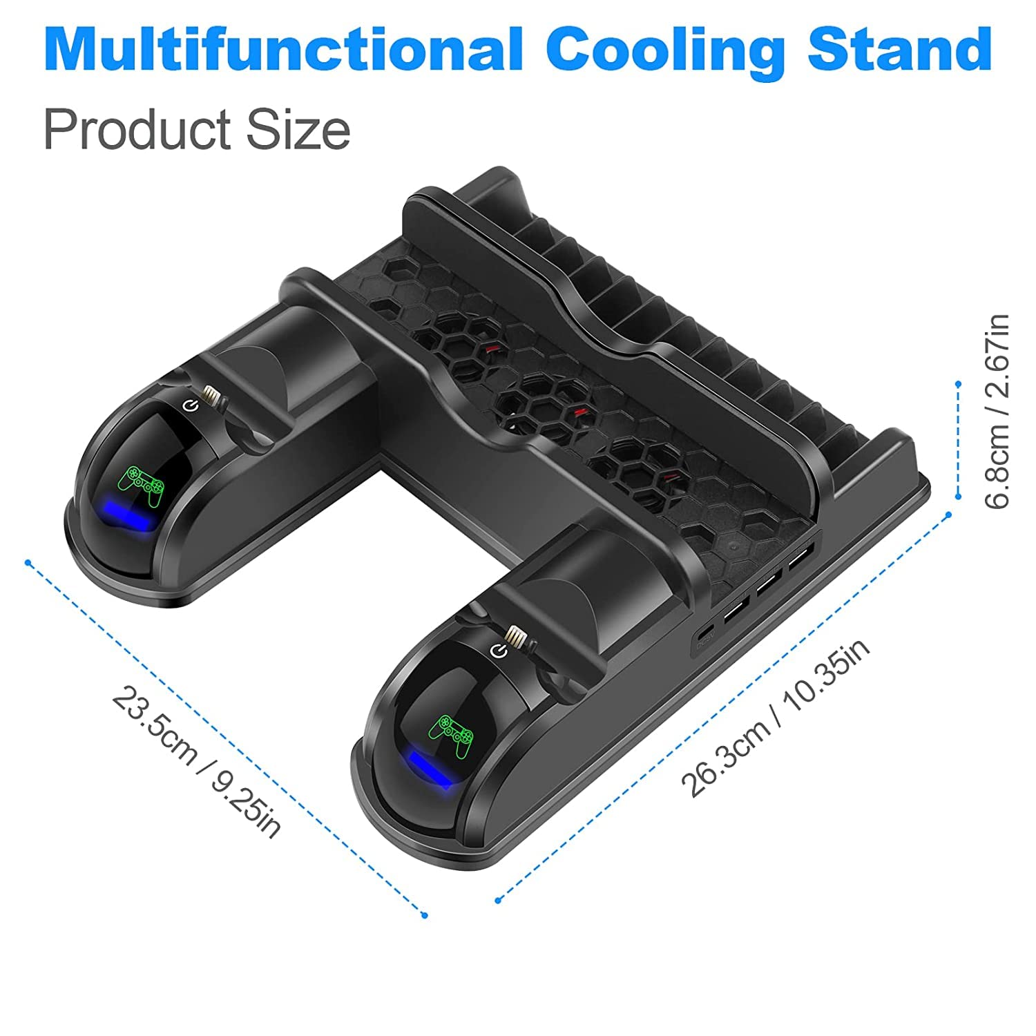 TREE.NB PS4 Stand Cooling Fan Station for Playstation 4/PS4 Slim/PS4 Pro Replacement, PS4 Vertical Stand with USB Fast Charging Station