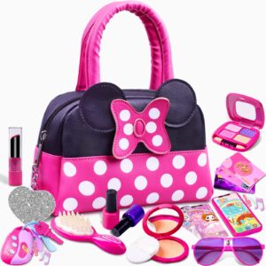 Kaodezhu Pretend Play Purse for Little Girls-Toddler Purse Set Pretend Play Makeup Toys for 3 4 5 6 Year Old Kids,Toddler Purse with Accessories,Toy Purse Perfect for Girls Birthday Gifts (MNLSBB 2A)