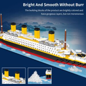 Snlywan 1706 PCS Titanic Toys Building Set with LED Strip, Model Blocks Kit, Micro Mini Light Up Toy,Titanic Gifts for Adults and Kids