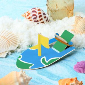 Deekin 48 Packs DIY Wood Sailboat Craft Wooden Boat Toy Rubber Band Paddle Model Boat Kits to Build and Paint for DIY Craft Gift Birthday Carnival Party, 5.51 x 2.76 Inch