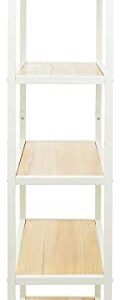 Displays2go 5-Tier Home or Retail Shelving Unit, Wrought Iron Frame, Open Back, Triangle Top Design - Ivory