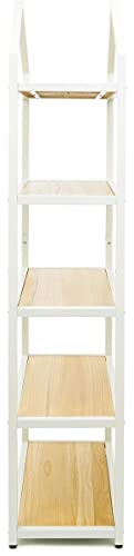 Displays2go 5-Tier Home or Retail Shelving Unit, Wrought Iron Frame, Open Back, Triangle Top Design - Ivory