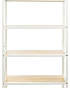 Displays2go 5-Tier Home or Retail Shelving Unit, Wrought Iron Frame, Open Back, Triangle Top Design - Ivory