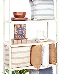 Displays2go 5-Tier Home or Retail Shelving Unit, Wrought Iron Frame, Open Back, Triangle Top Design - Ivory