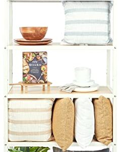 Displays2go 5-Tier Home or Retail Shelving Unit, Wrought Iron Frame, Open Back, Triangle Top Design - Ivory