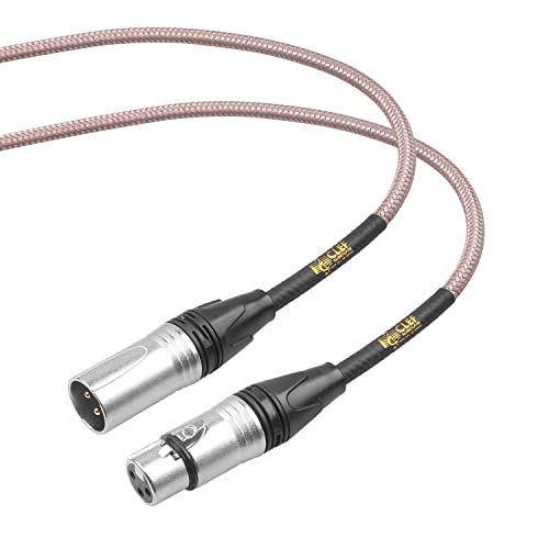 Clef Audio Labs XLR Cable - 1 Foot mic Cord, Male to Female Connections for Microphone and Audio Interface, Gray/Copper Braided Flexible Jacket, Silver Zinc Alloy Shell, Gold Plated 3-Pin Connectors