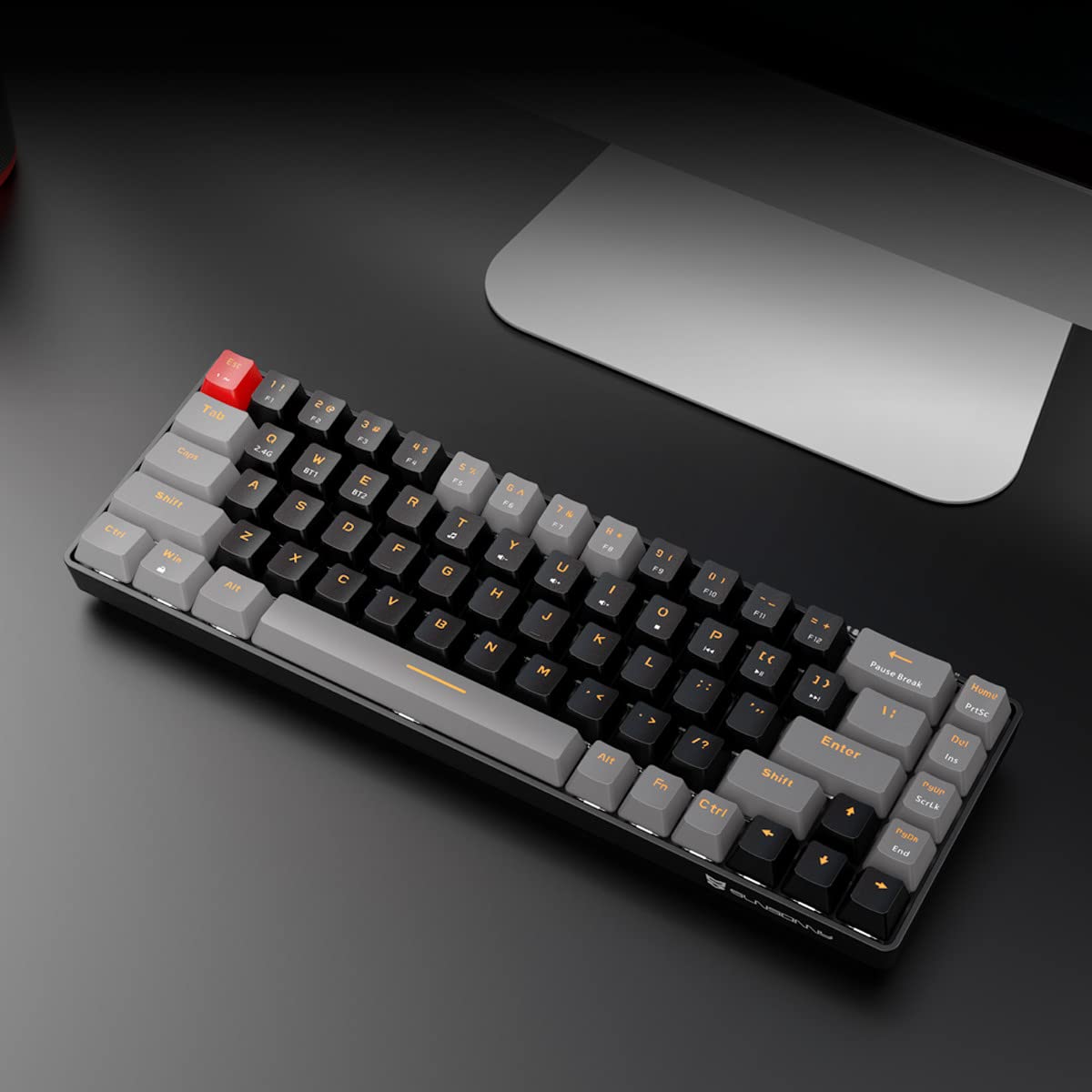 Merdia Dual Mode 2.4G/BT Wireless Mechanical Keyboard Red Switch Gaming Keyboard 68 Keys Black & Grey | Office Keyboard | PC Gaming Keyboards | Creamy Soft Keyboard | Mechanical Gaming Keyboard