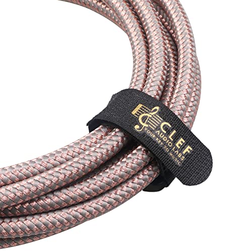 Clef Audio Labs XLR Cable - 1 Foot mic Cord, Male to Female Connections for Microphone and Audio Interface, Gray/Copper Braided Flexible Jacket, Silver Zinc Alloy Shell, Gold Plated 3-Pin Connectors