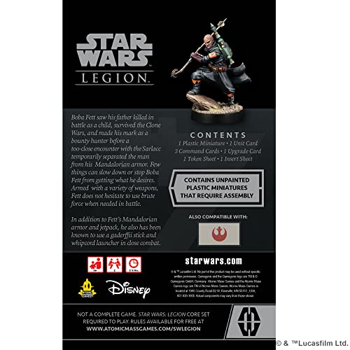 Atomic Mass Games Star Wars: Legion Boba Fett (Daimyo) Operative Expansion - Tabletop Miniatures Game, Strategy Game for Kids and Adults, Ages 14+, 2 Players, 3 Hour Playtime, Made