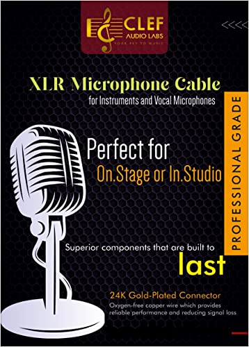 Clef Audio Labs XLR Cable - 1 Foot mic Cord, Male to Female Connections for Microphone and Audio Interface, Gray/Copper Braided Flexible Jacket, Silver Zinc Alloy Shell, Gold Plated 3-Pin Connectors