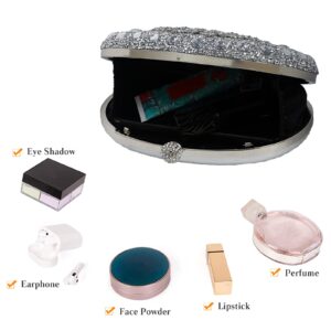 CORIOS Women Evening Bag Rhinestone Clutch Purse Sparkly Sequin Handbag Bridal Wedding Purse Crystal Clutch Bag Glitter Shoulder Bag Crossbody Bag for Wedding Banquet Cocktail Prom Party Red