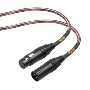 Clef Audio Labs XLR Male to XLR Female, 20-Feet, Mic Cable, Black, Zinc Alloy Shell, Copper Braided Jacket, Gold Plated 3-Pin Connectors for Microphone, Studio Recording and Audio Interface