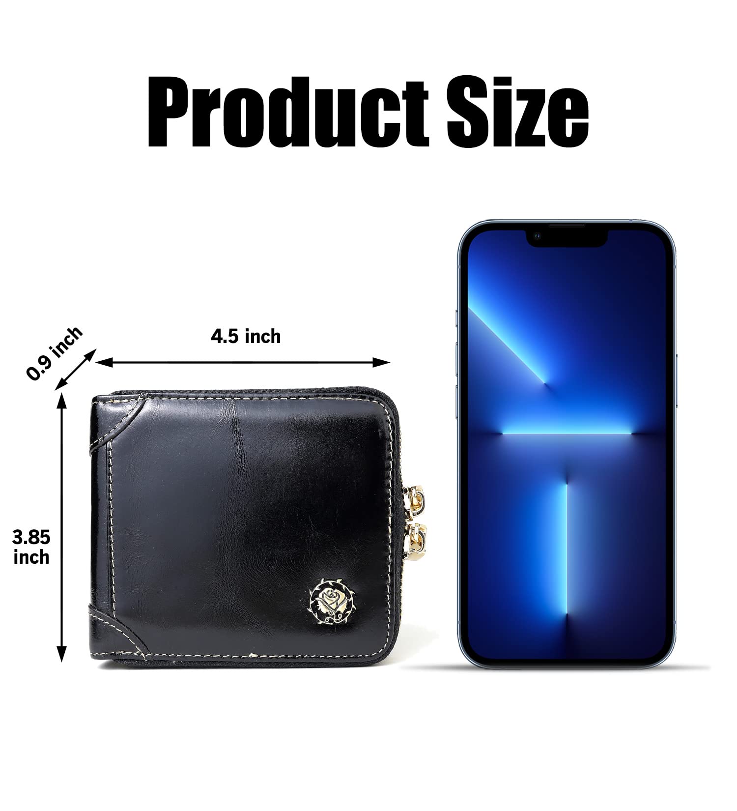 UMODE Small Wallet for Women Genuine Leather Zippered RFID Blocking Card Holder Slim Compact Ladies Bifold Purse with Wristlet