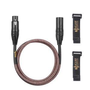 clef audio labs xlr male to xlr female, 20-feet, mic cable, black, zinc alloy shell, copper braided jacket, gold plated 3-pin connectors for microphone, studio recording and audio interface