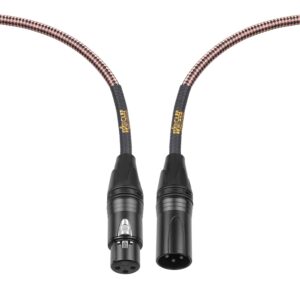 Clef Audio Labs XLR Male to XLR Female, 20-Feet, Mic Cable, Black, Zinc Alloy Shell, Copper Braided Jacket, Gold Plated 3-Pin Connectors for Microphone, Studio Recording and Audio Interface