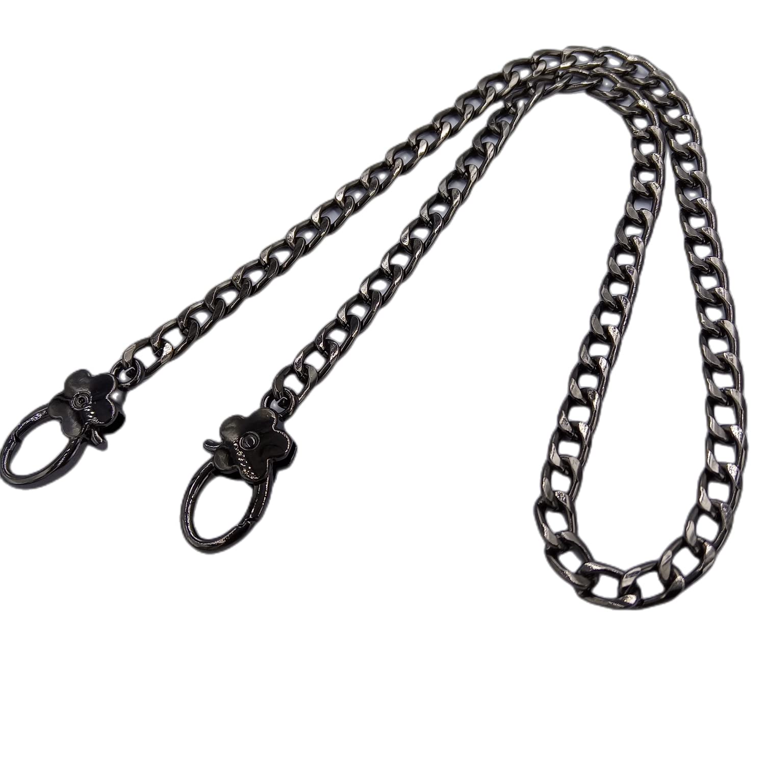 Replacement Metal Flat Chain For Handbag Shoulder Strap Bag Purse Black 47.24inch