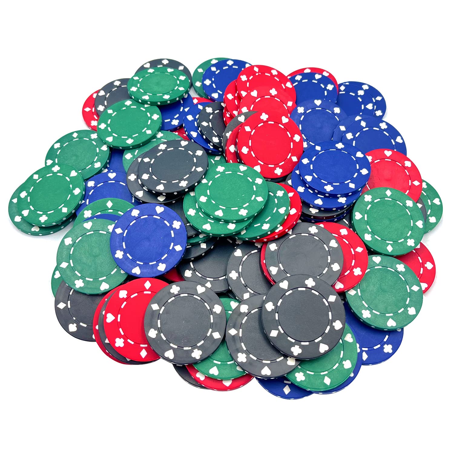 SEETOOOGAMES Casino Poker Chips - 100 Pieces 11.5g Suited Design - 4 Colors (25 red, 25 Green,25 Blue,25 Black)