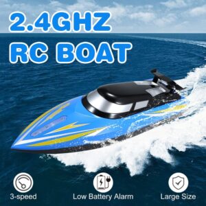 QIYHBVR RC Boats Remote Control Boat for Pools and Lakes 2.4 GHZ 20km/h RC Boats for Adults and Kids Fast RC Racing Boats for Kids and Adults Toys Gifts for Boys Girls