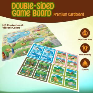 PlayRoute Zoo Keeper Game | Animal Games with Realistic Animal Sounds | 4 Level Board & Card Games | Educational Learning Activity for Kids Ages 5-12 Years and Up