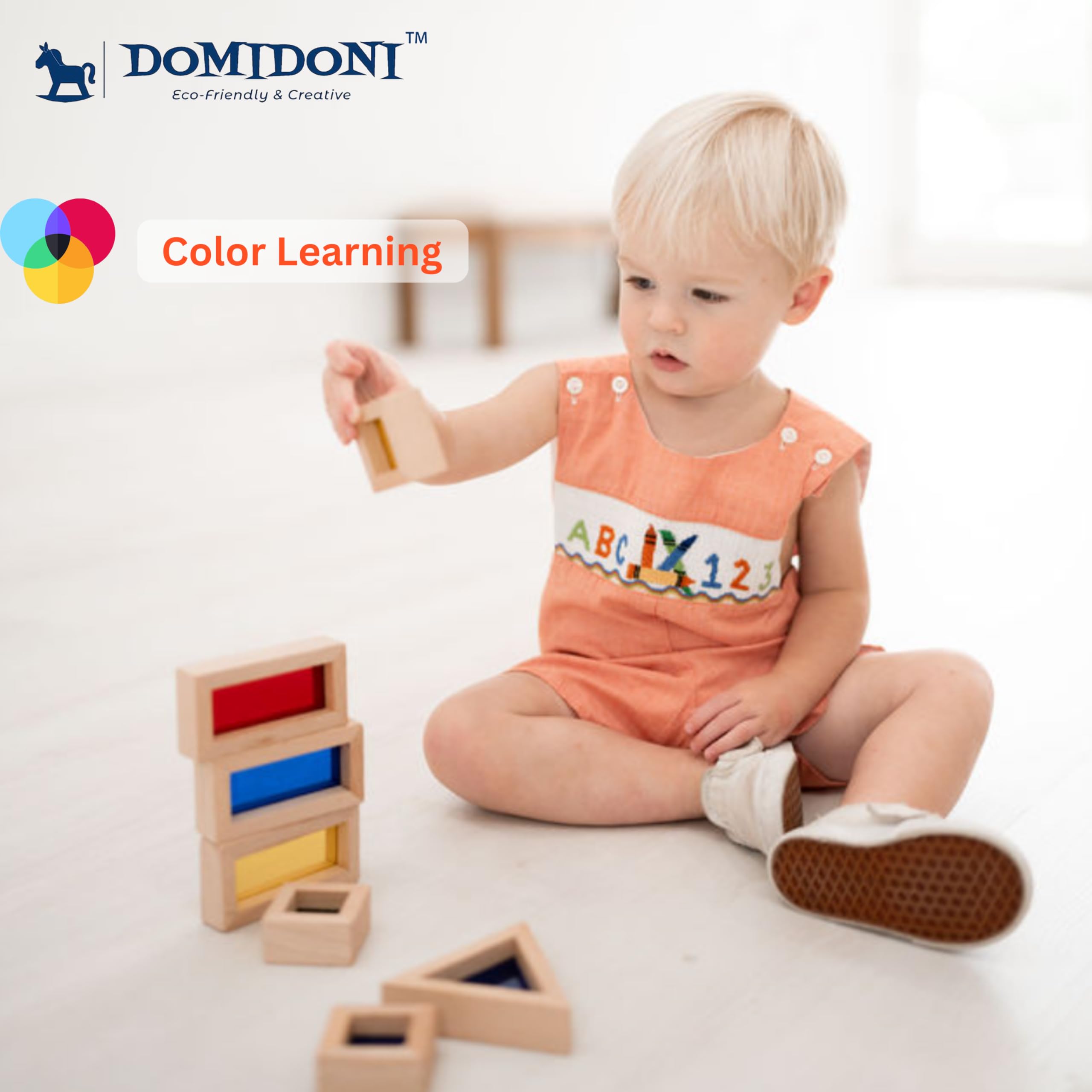 DomiDoni Wood Building Blocks Set - Montessori Toys Wooden Stacking Blocks for Toddlers Baby Boys and Girls - Preschool Shape Sorting and Stacking Wooden Toys Gifts for Kids