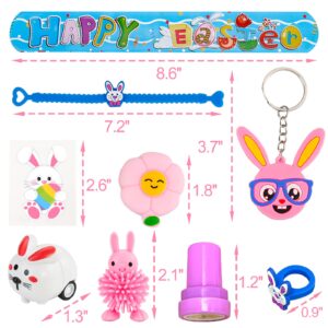 Easter Basket Stuffers - 60 Pack Easter Egg Fillers - Easter Gifts with Squishy Slap Bracelets Stamps Cars Rings Tattoos Keychains Puffer Fidget Toys Party Favors Classroom Prizes Boys Girls Kids