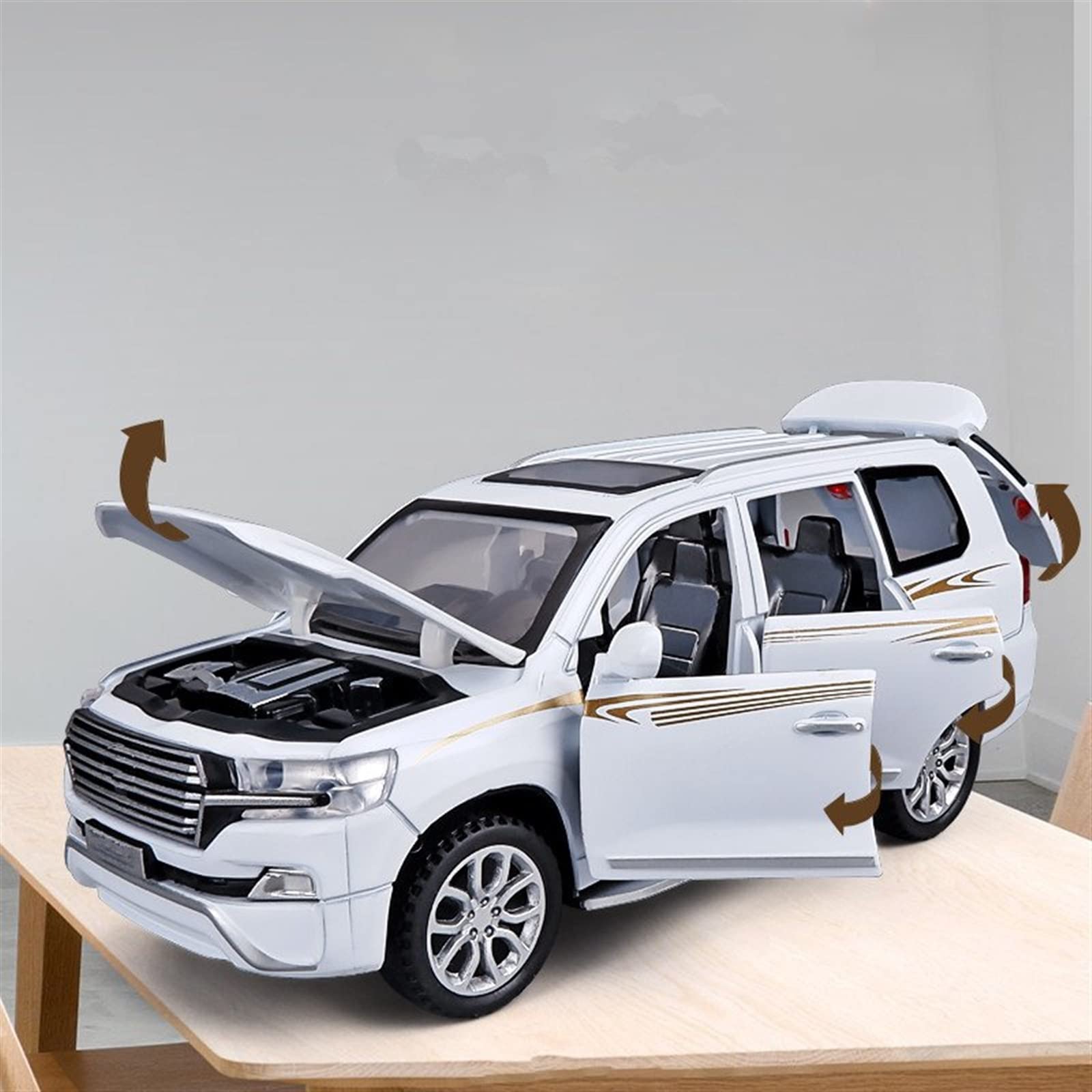 Car Diecast Model Alloy Car Model Diecast Metal Toy Vehicles Car Model Collection Simulation Children Gift 1/32 for Toyota for Land Cruiser for Prado (Color : White)